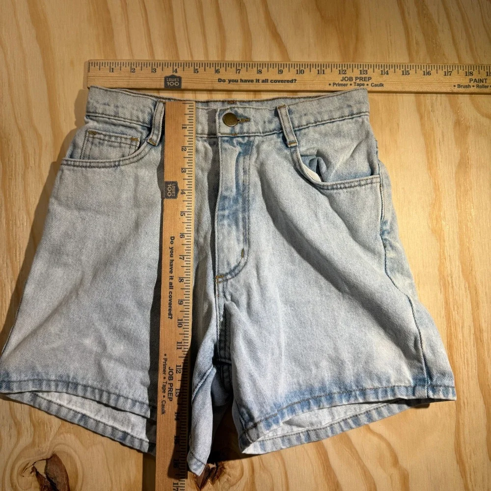 Los Angeles Apparel Women's High Waisted Light Wash Denim Shorts Size 27